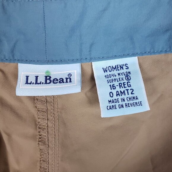 LL Bean Cropped Hiking Pants Khaki Lightweight Quick Dry Nylon Womens Size 16 - Picture 7 of 8